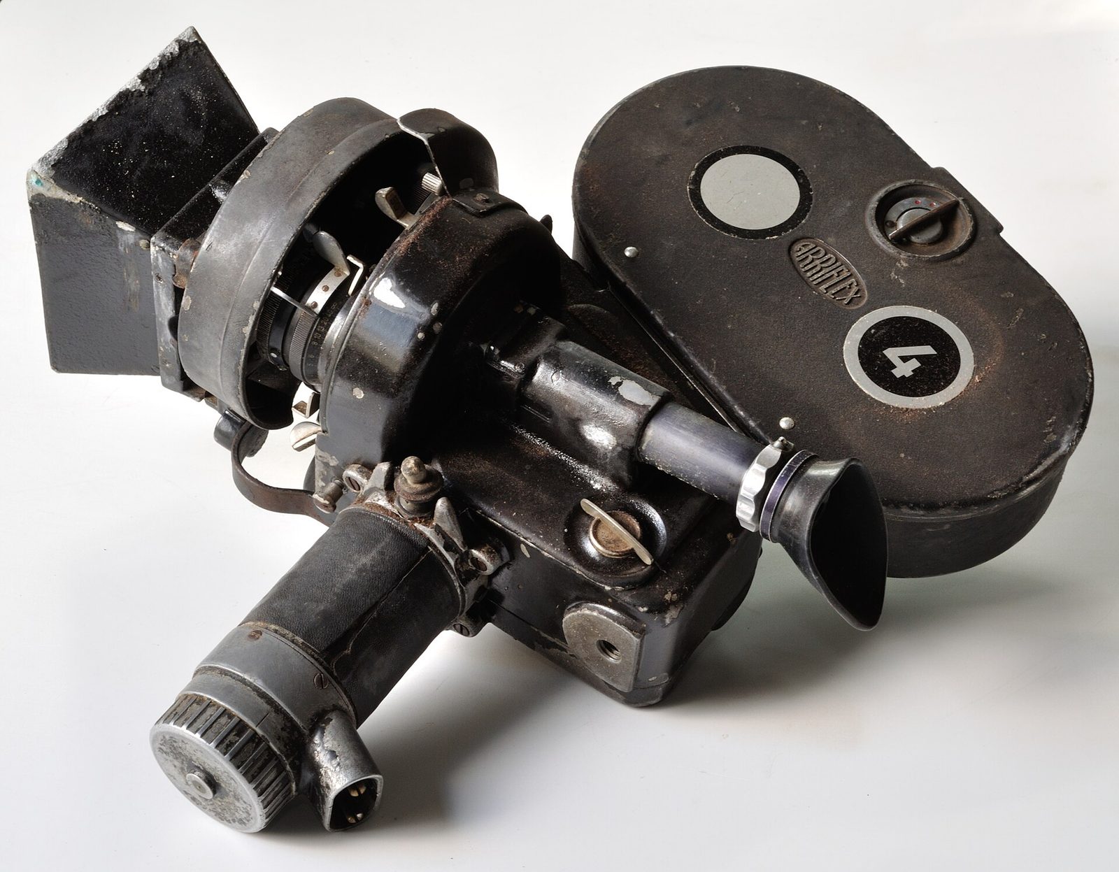 Vintage Arriflex 35 with its three-lens turret and 400ft magazine