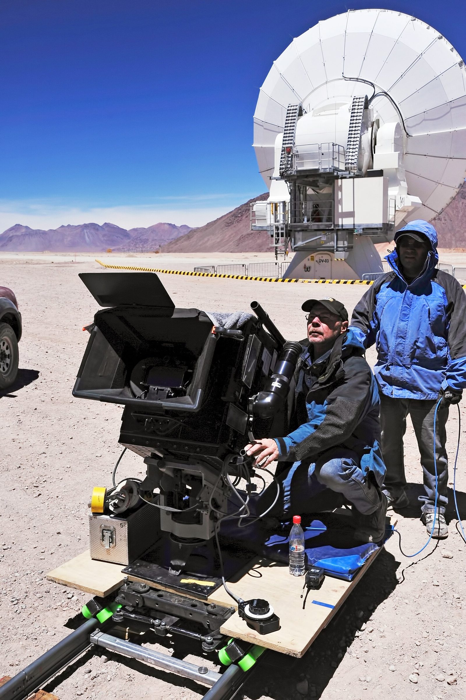 Cinematographer Malcolm Ludgate with an IMAX 3D camera on location